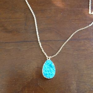 BaubleBar Jewelry - BaubleBar Druzy Pendant Necklace Turquoise & Gold BaubleBar Jewelry - BaubleBar Druzy Pendant Necklace Turquoise & Gold